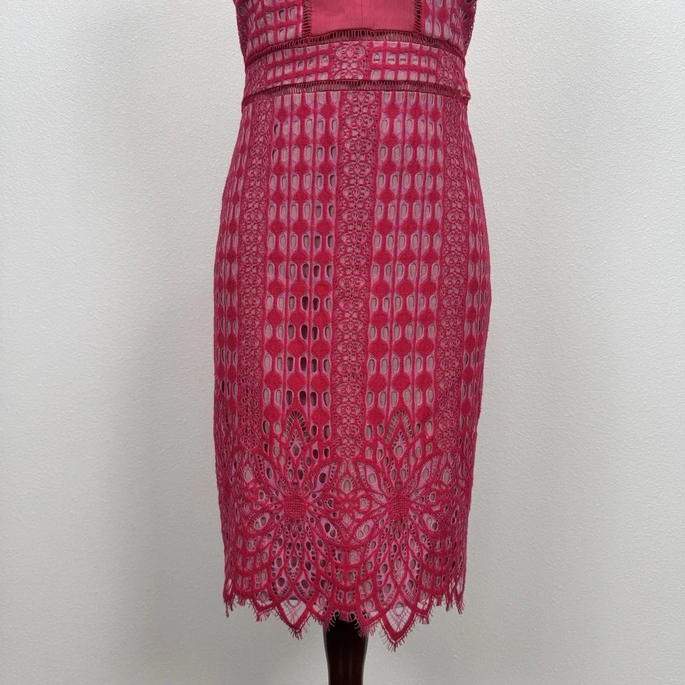 Harlyn Dress Womens M Pink Lace Feminine Coquette Event Dainty Preppy Old Money - Picture 5 of 16